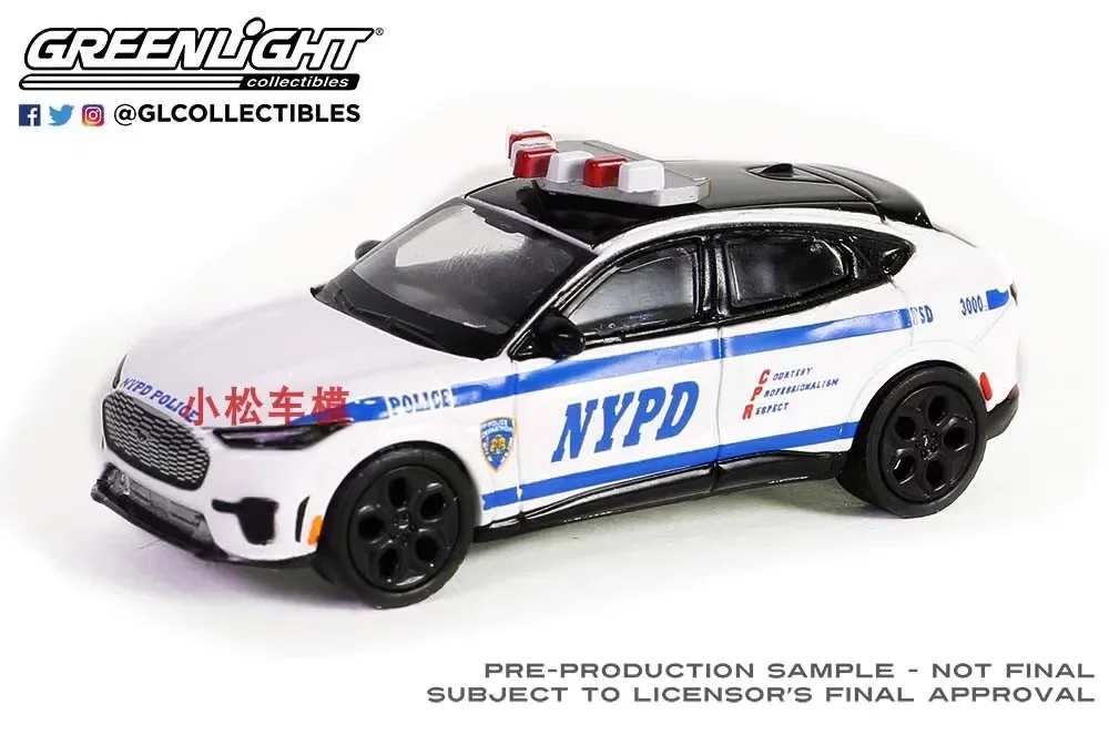 1:64 2022 Ford Mustang Mach-E GT Police Car Diecast Metal Alloy Model Car Toys For Gift Collection W1196