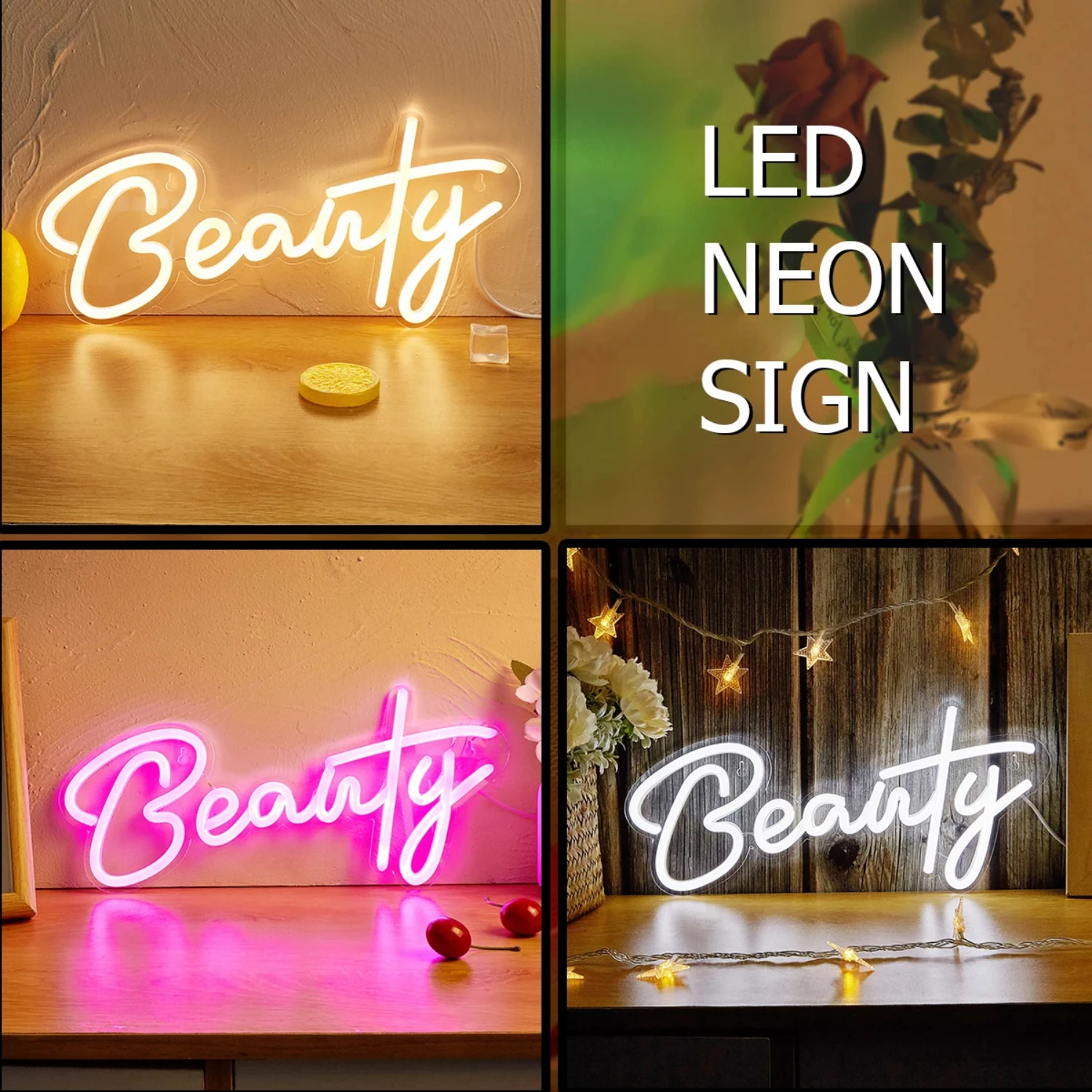 Chi-buy LED Neon Beauty USB Powered Neon Signs Night Light 3D Wall Art & Game Room Bedroom Living Room Decor Lamp Signs Light