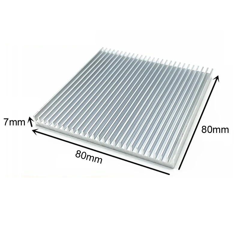 1 piece Silver 80x80x7mm Aluminum Heat Sink Radiator Heatsink for IC LED Cooling, Electronic Cooler, Chipset heat dissipation