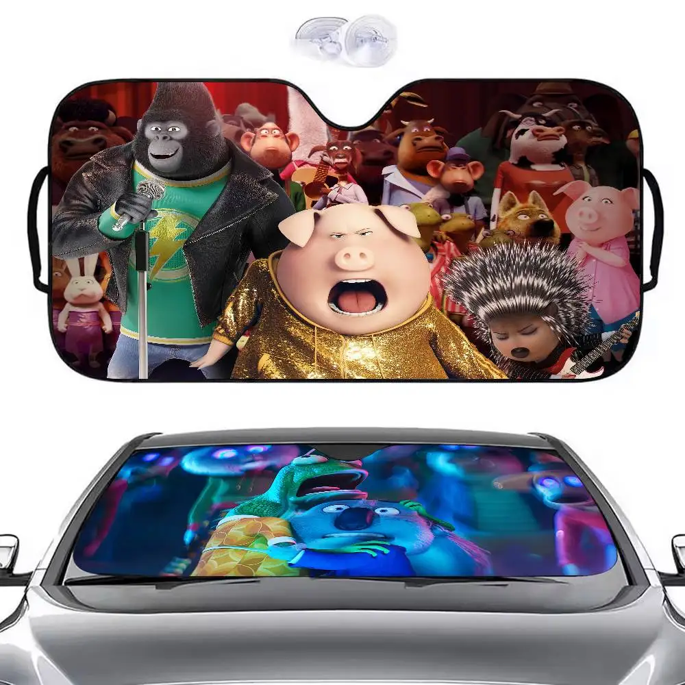 

Cartoon Sing Movie Car SunShade Windshield Anti-UV Protection Front Sun Shade Cooling Protector for Vehicle Interior