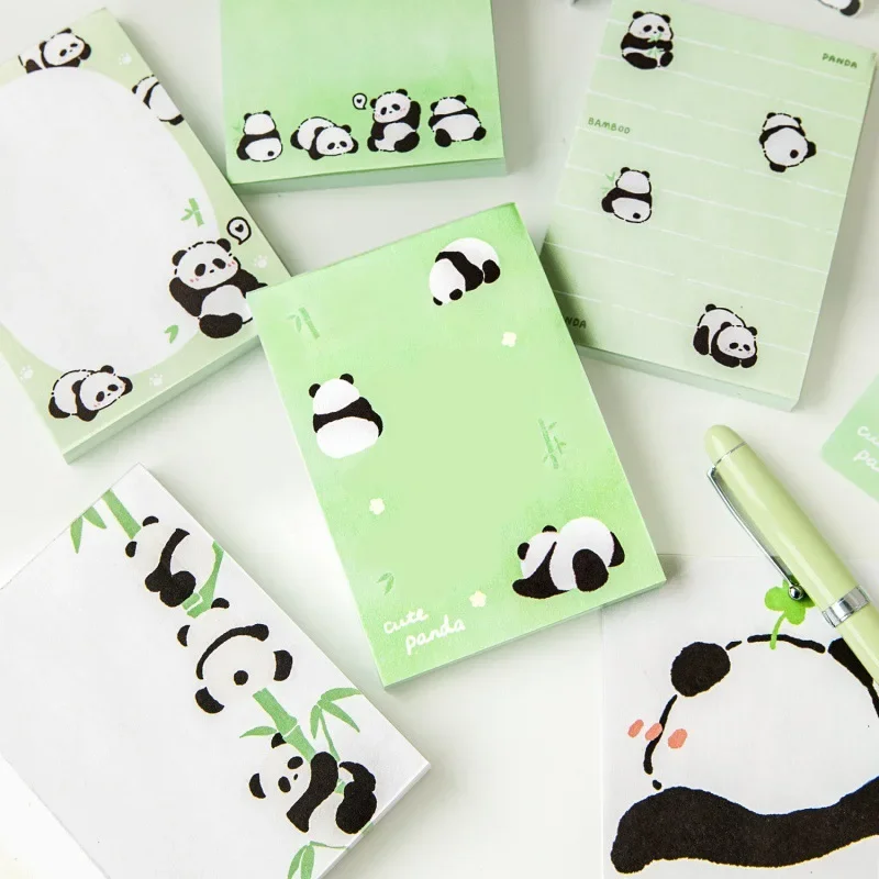 Morin Cute Cartoon Panda Memo Pad Non-sticky Rolling Bear Series Student Message Paper Round Round Cute Hand Drawing