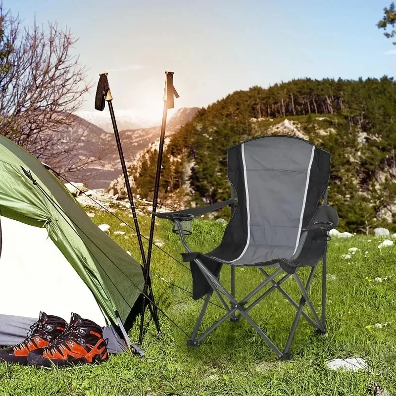 

Extra Large Outdoor Folding Camping Chair, Heavy Duty Armchair LET'S CAMP