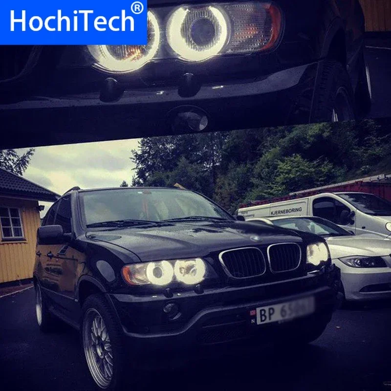 

HochiTech Высокое качество теплого белого кольца 127,5 мм + 158 мм для BMW E53/X5 1999-2004 дневного света DRL CCFL Angel Demon Eyes Kit