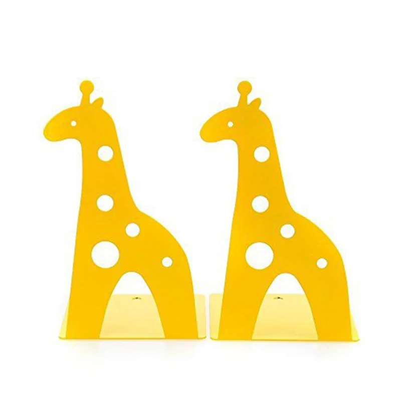 Cute Cartoon Giraffe Shape Non Skid Bookends Bookends For Shelves For Kids Gift Decoration Art Gift (Yellow)