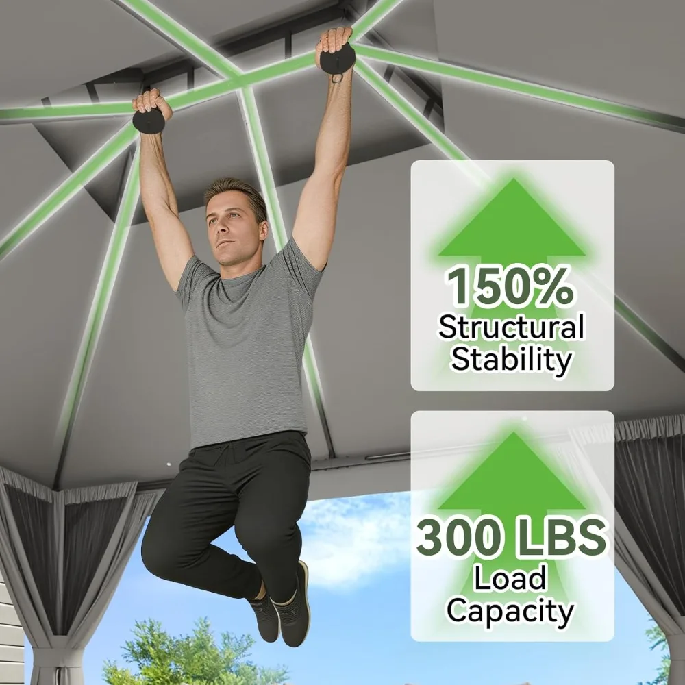 

Уличная беседка для патио 10x12, металлический каркасный навес с двойными крышами, сверхпрочный шатер для вечеринок и укрытие, на заказ