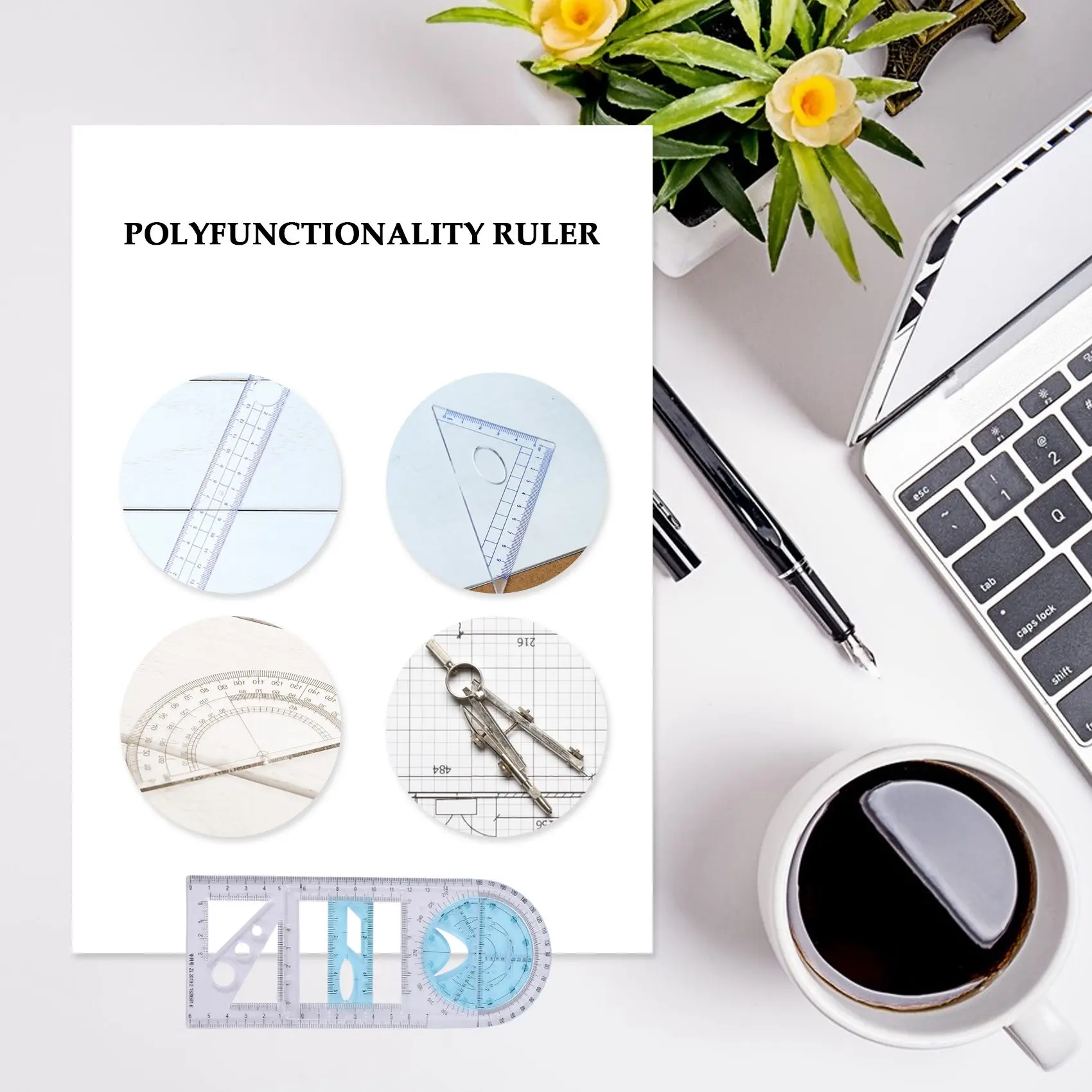 Exquisite-2 Pcs Multifunctional Geometric Ruler Plastic Circle Drawing Tool Drafting Templates Clear Graphic Design Tools