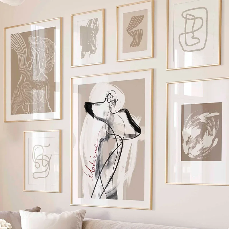 Multi-size 1PC frameless high-definition decorative paintings,Abstract Color Blocks Thick Lines Figure Wall Art Canvas Painting