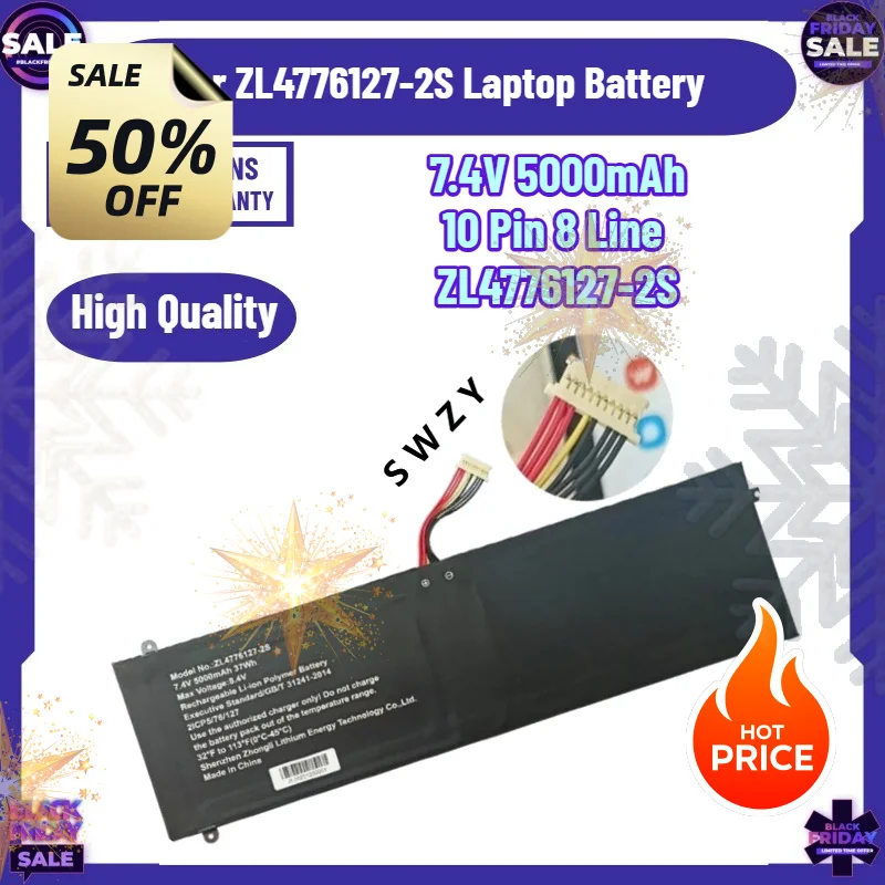 SWZY High Quality Replaceable Battery 7.4V 5000mAh 10 Pin 8 Line for ZL4776127-2S ‌Laptop Battery NEW