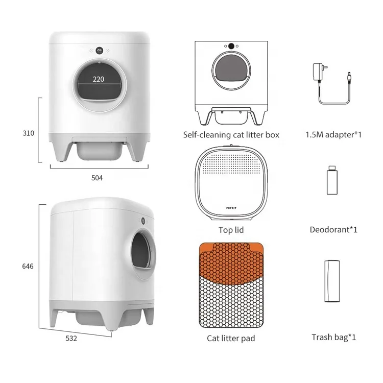 New Style ABS Smart Self Cleaning Automatic Cat Litter Box For Multiple Cats In Stock