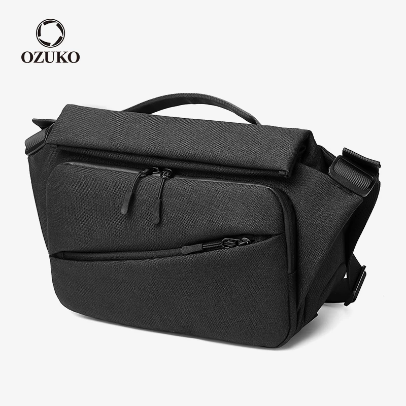 OZUKO Fashion Men Riding Crossbody Bag Multifunction Messenger Bags for Male Waterproof Shoulder Bag Man USB Charging Travel Bag