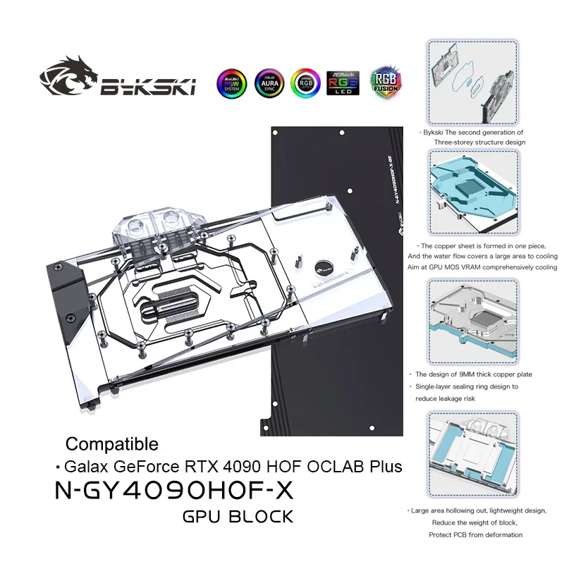 

Bykski Full Cover GPU Block Use for GALAXY RTX 4090 HOF OCLAB Plus Video Card Water Cooling Radiator Cooler N-GY4090HOF-X