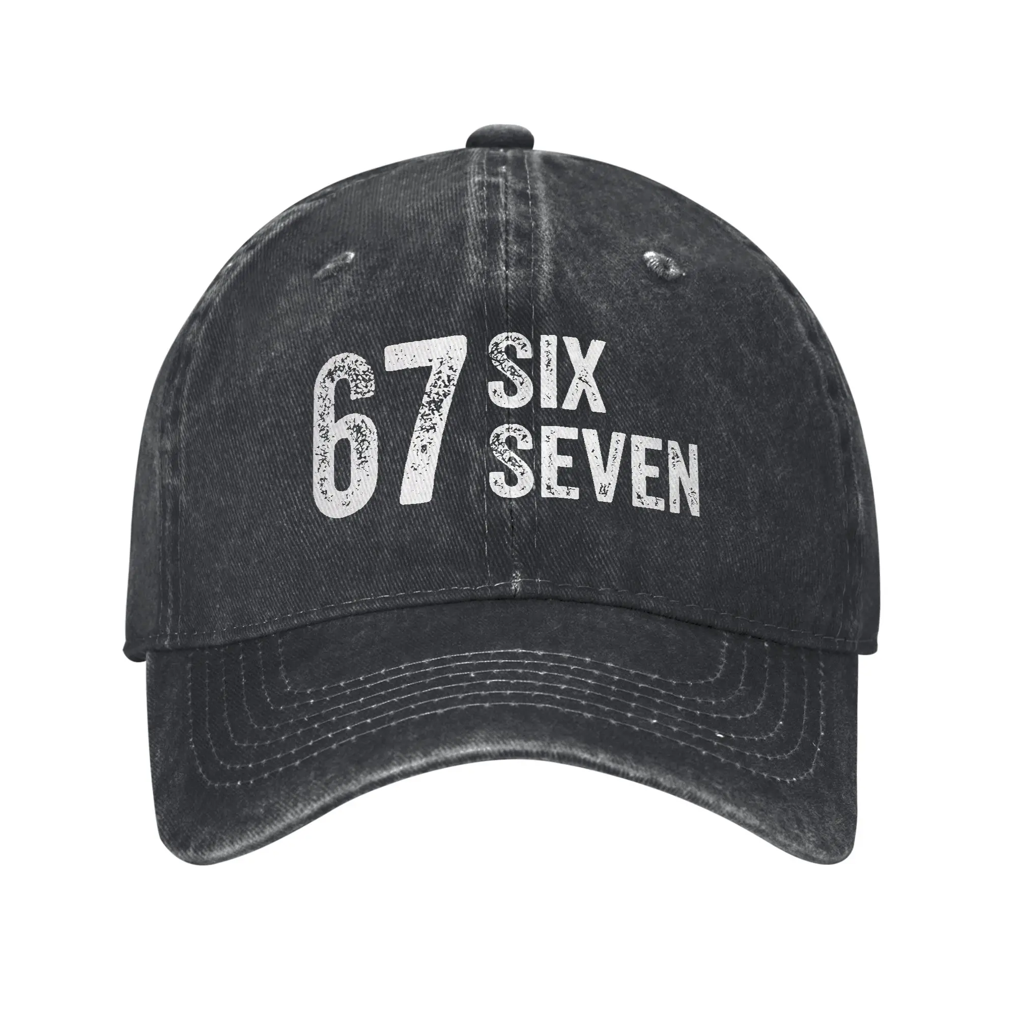 Unisex 67 Six Seven 6 7 Funny Meme Italian Brainrot Print Hats Vintage Distressed Denim  Baseball Cap Adjustable
