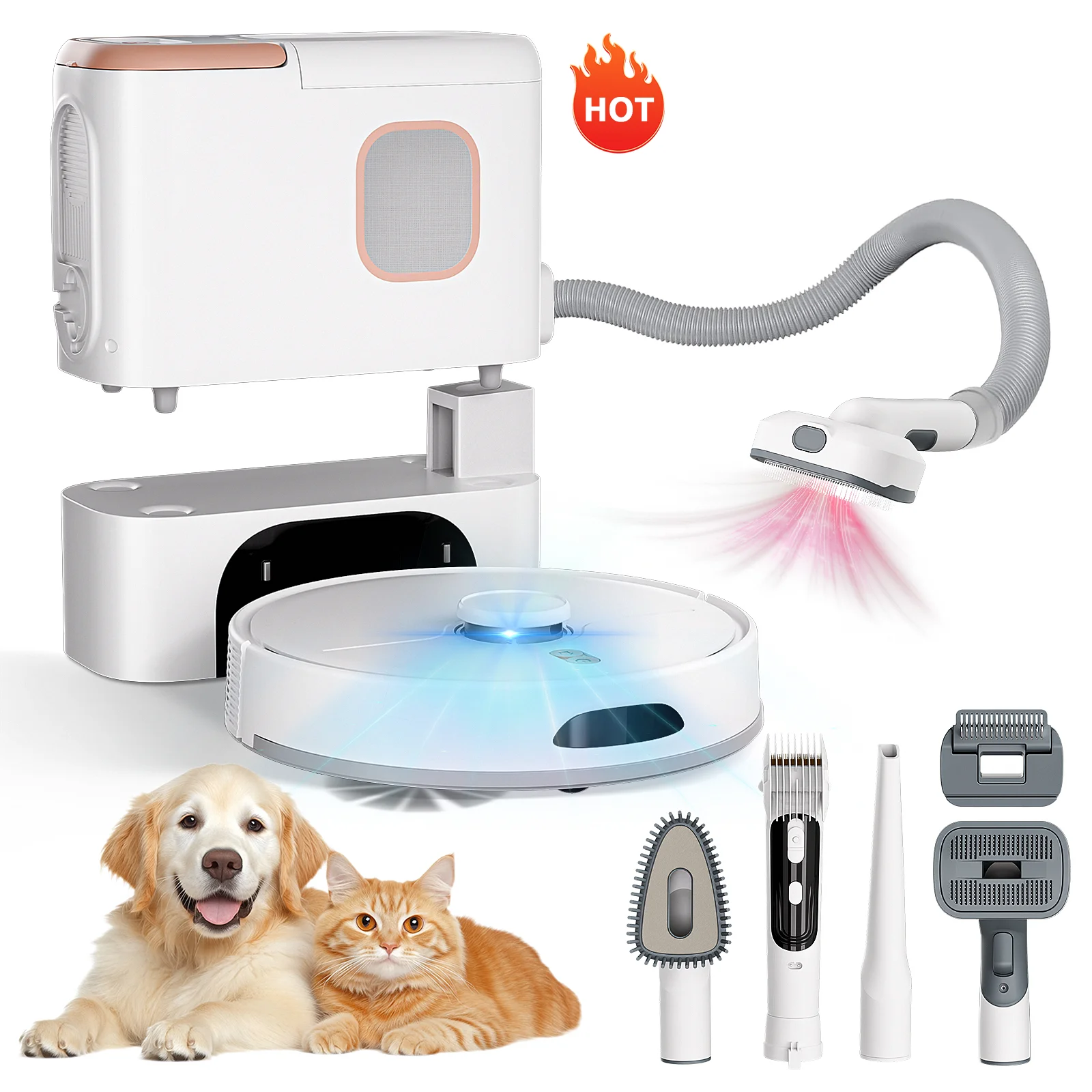 

Pet Vacuum Cleaner + Sweeping Robot, Household Pet Hair Cleaning Laser Navigation Automatic Recharge with Vacuum Tube
