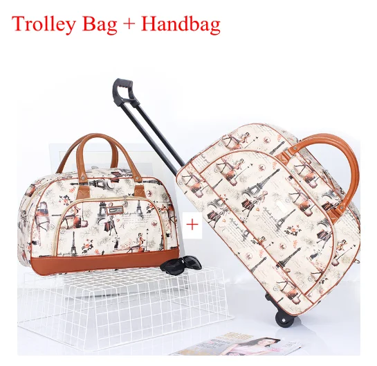 Women travel luggage trolley bag Women Cabin Rolling Bags with wheels  wheeled bag woman Travel Baggage Snakeskin Travel Handbag