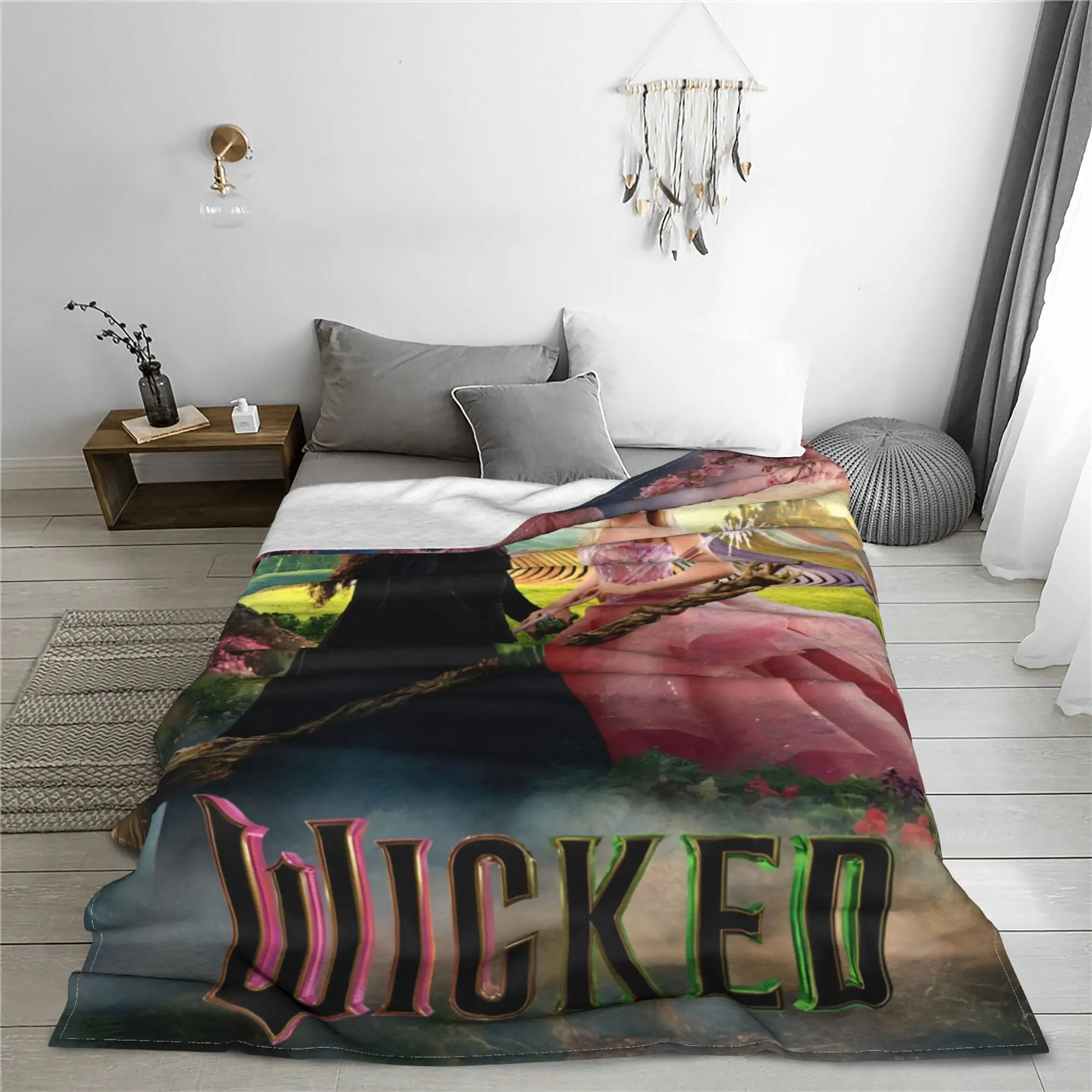 Wicked Elphaba & Glinda Blankets Flannel All Season Movie Multi-function Lightweight Throw Blankets for Bedding Car Rug Piece