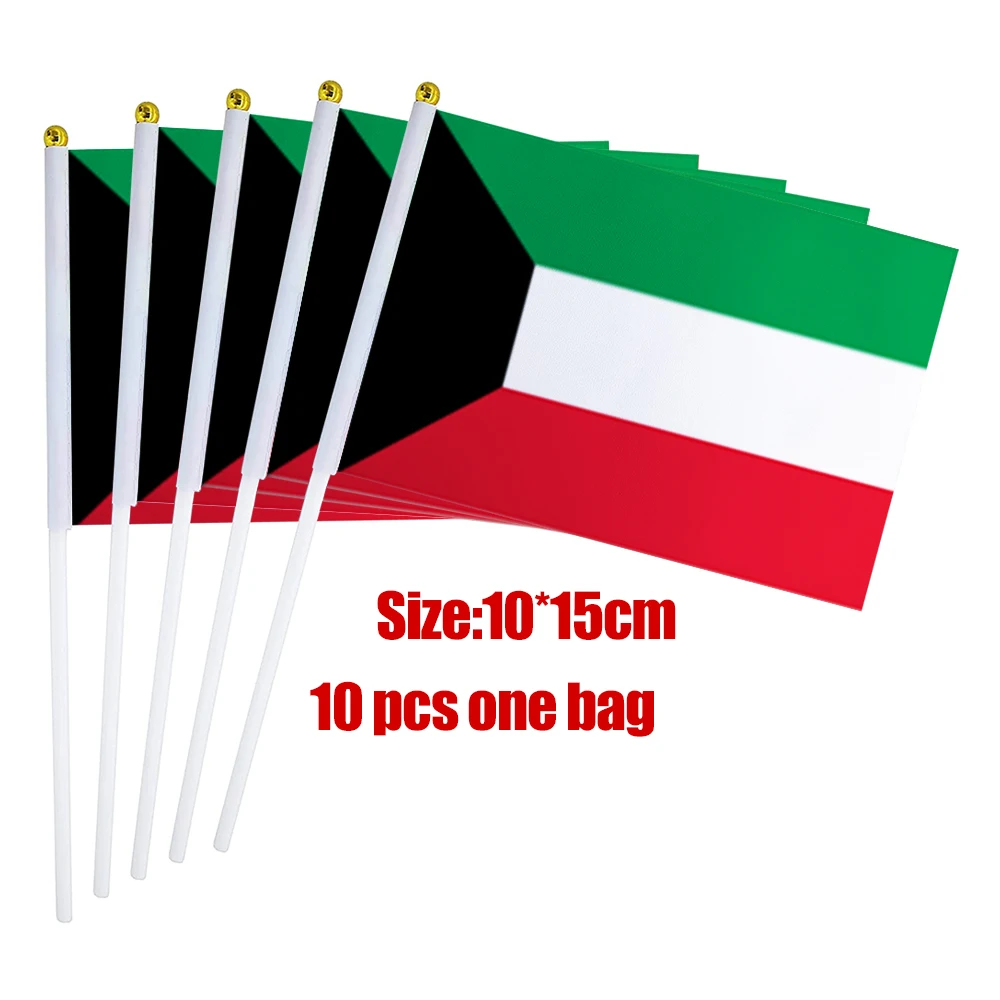 Flagnshow 100% Polyester 10*15cm Kuwait Hand Flag