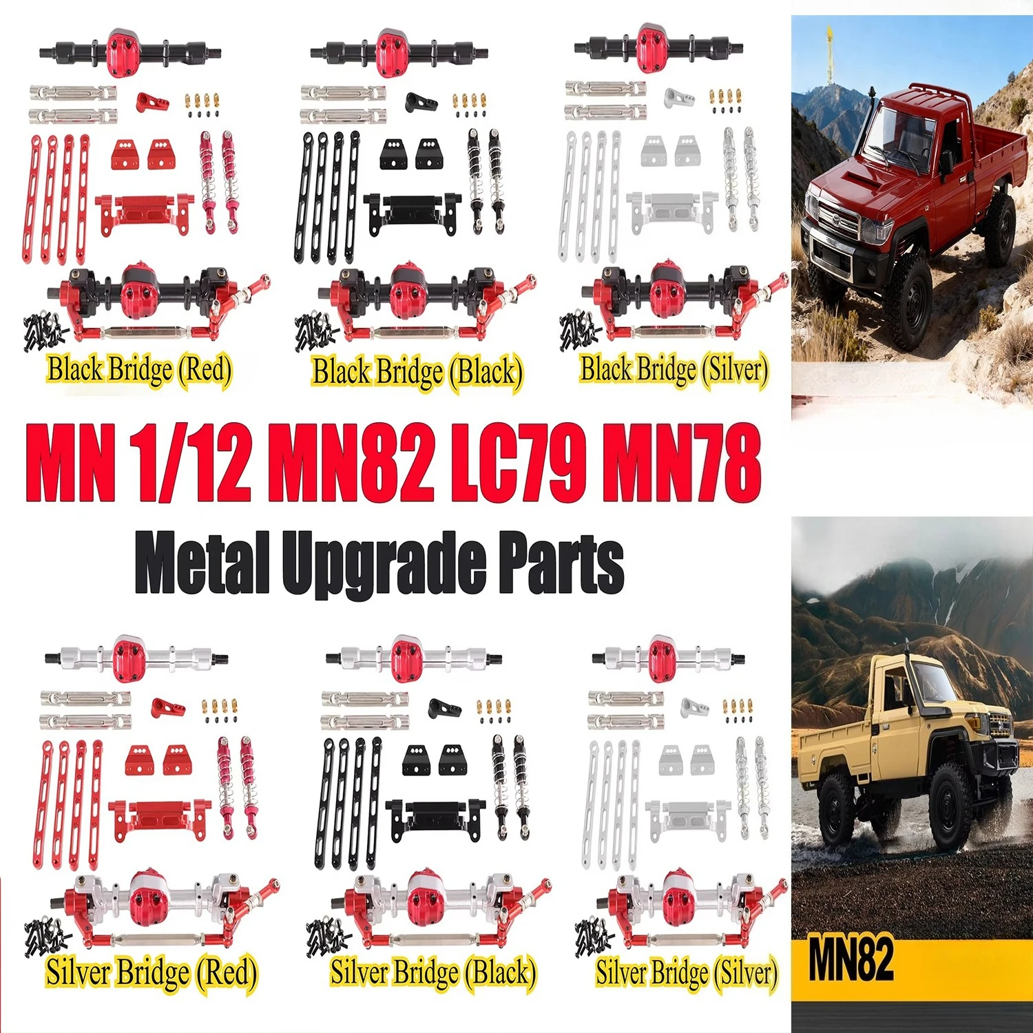 

MN 1/12 MN82 LC79 MN78 RC Remote Control Car Parts Metal Upgrade Front and Rear Assembly Kit
