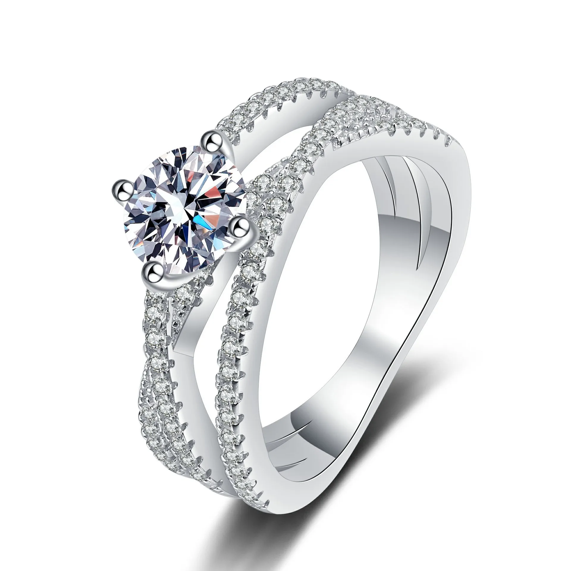 

Women Platinum Plated S925 Sterling Silver 1 Carat D Color Moissanite Diamond Ring