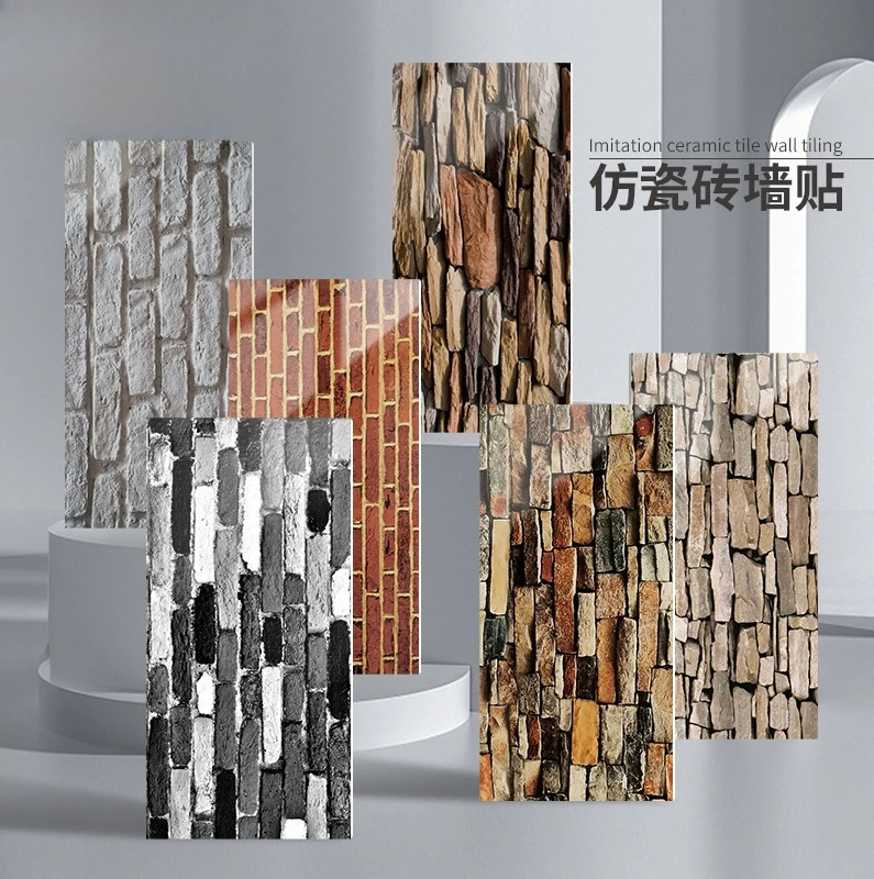 

Imitation Tile Wall Stickers Self-adhesive 3D Three-dimensional Brick Pattern Wallpaper Thickened Retro Wallpaper