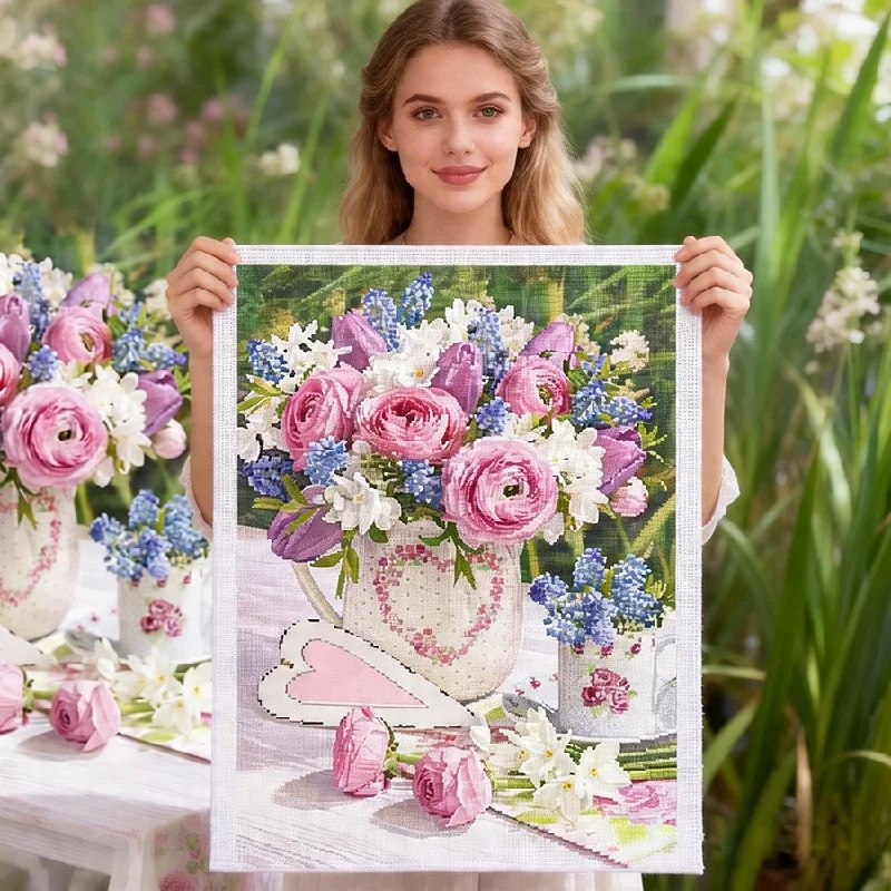 

2026 New style cross stitch kit 11ct flowers floral patterns count print canvas stitching embroidery DIY handmade needlework