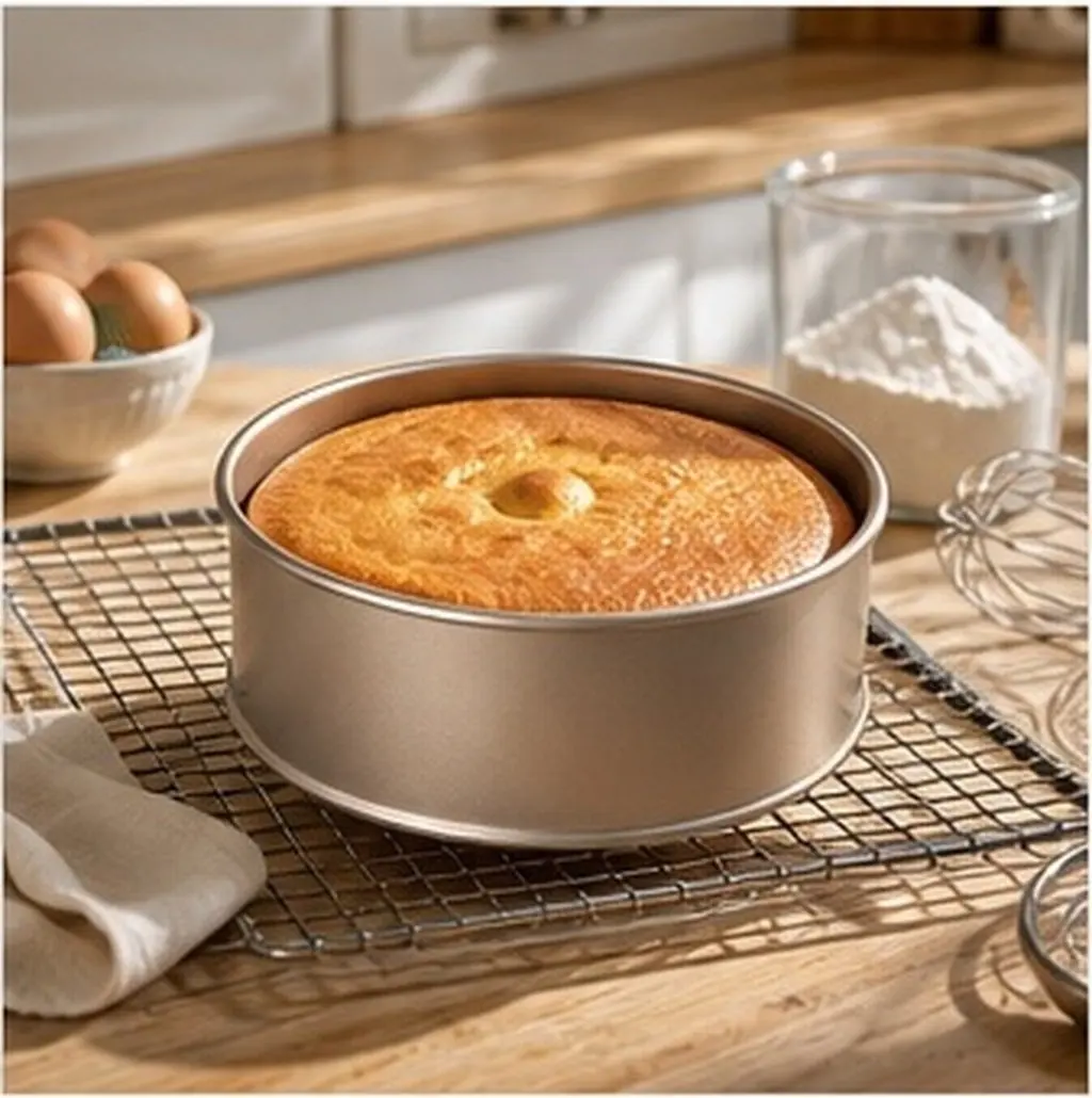 Gold Round Cake Mold 8 Inch Stainless Steel Baking Mold Reusable Non-Stick for Cakes Cookies Cupcakes Home