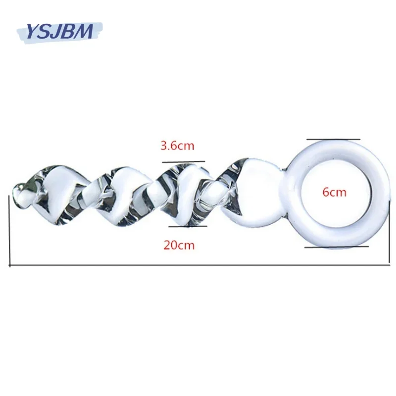여성용 크리스탈 유리 스레드 딜도, 사실적인 페니스 나선형 G 스팟 항문 엉덩이 플러그, 레즈비언 자위기 성인 섹스 토이