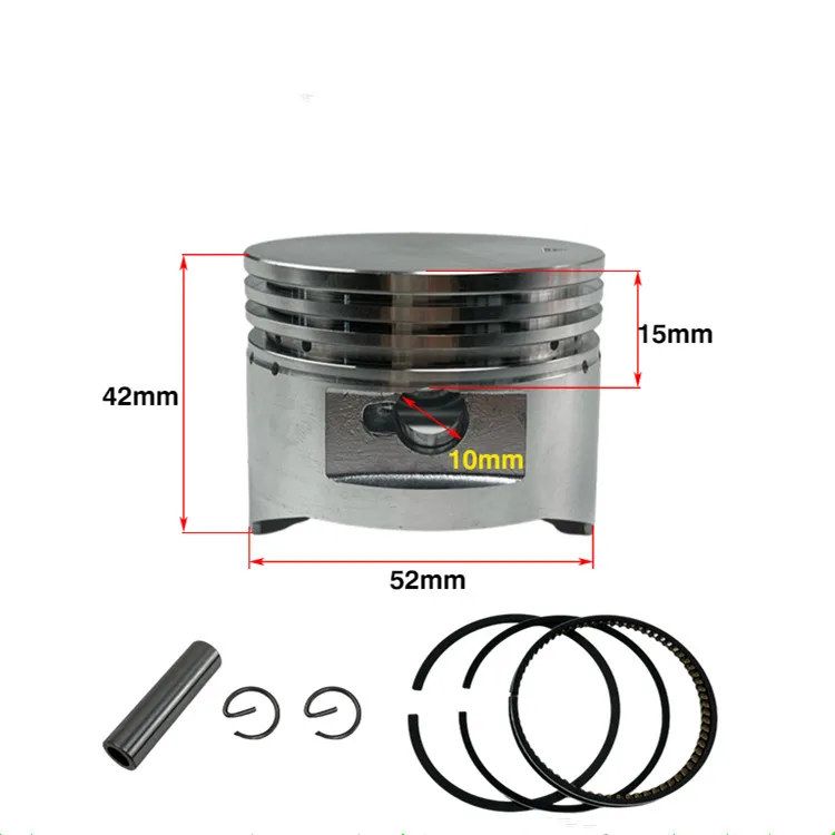 G100 Piston kit 52mm for Hondas G100 G100K2 4 cycle 2.5HP engine motor EX1000 gerador pumps piston rings pin clips assembly