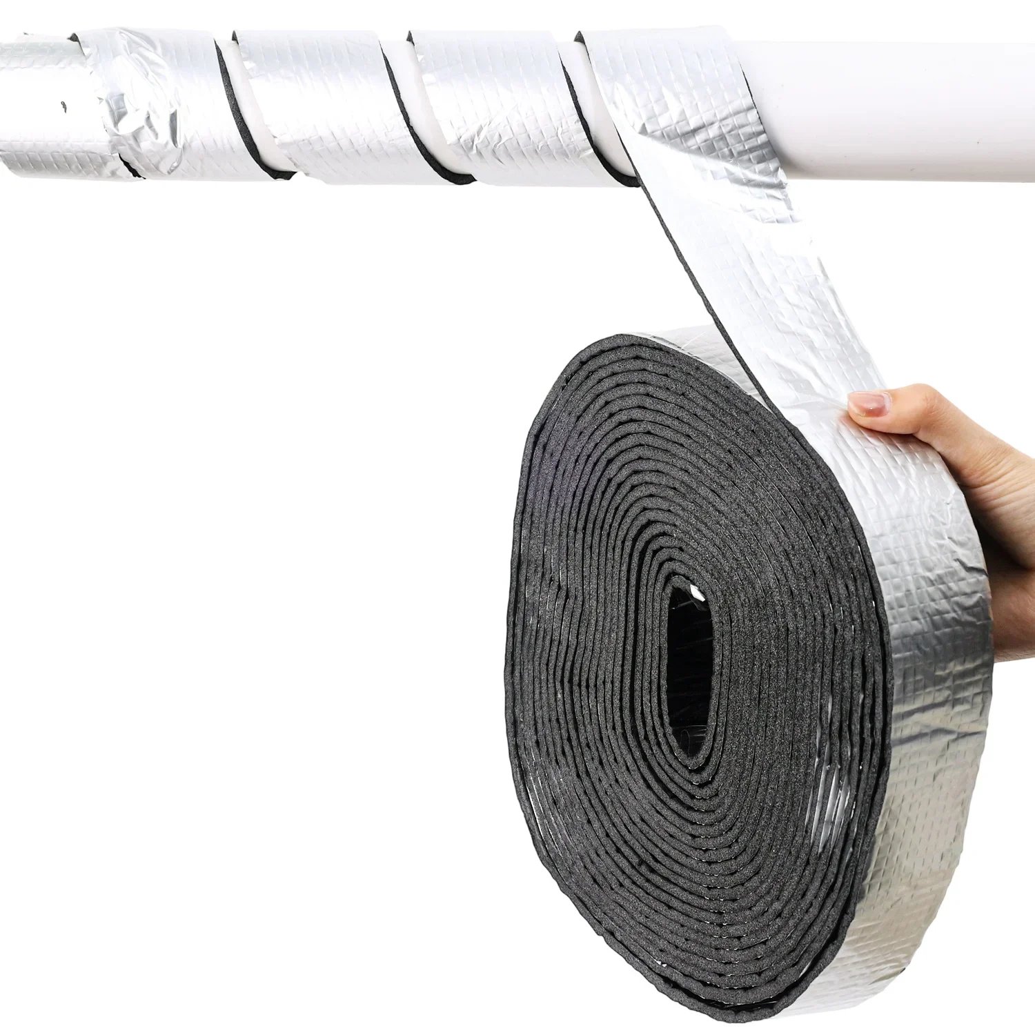 1-5Roll Aluminum Foil Tapes Self Adhesive Pipe Insulation Tape for Outdoor Winter Freeze Protection Hot Cold Water Pipe Wrapping