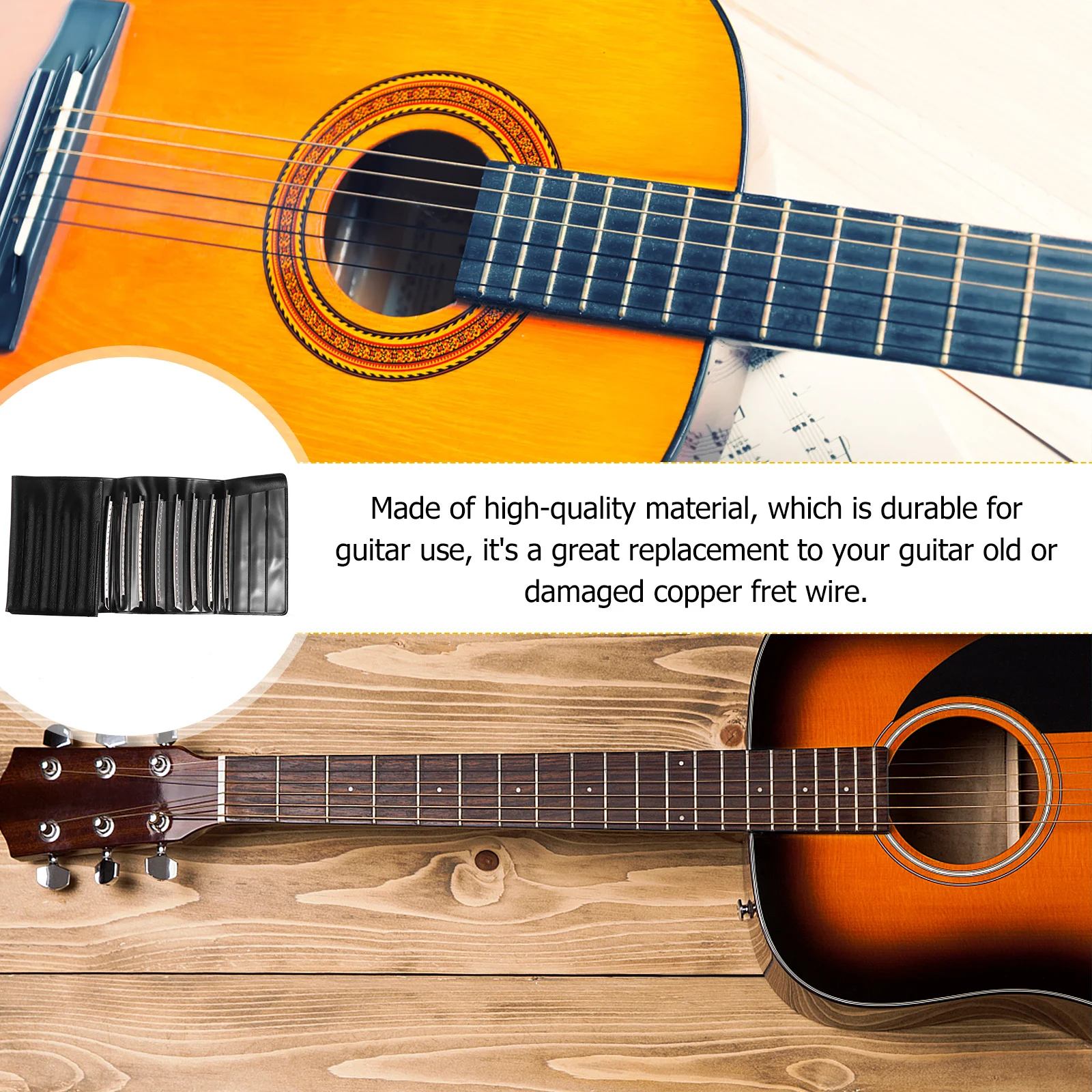 

1 Bag Guitar Fret Wires 2.0mm Nickel Durable Replacement Parts for Electric Folk Bass Guitar Repair Accessories Storage Bag