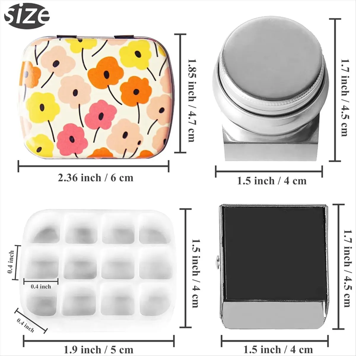 

Portable Mini Tin Box,12-Well Empty Watercolor Palette,Small Paint Storage Kits with Magnetic Clip and Oil Pot, A-VVBC