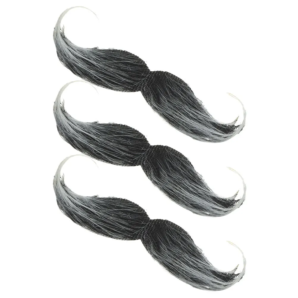 

3Pcs Realistic Fake Mustache Beard Soft Cloth Prop Halloween Cosplay Party Accessory Fake Beard for Men Halloween Party Props
