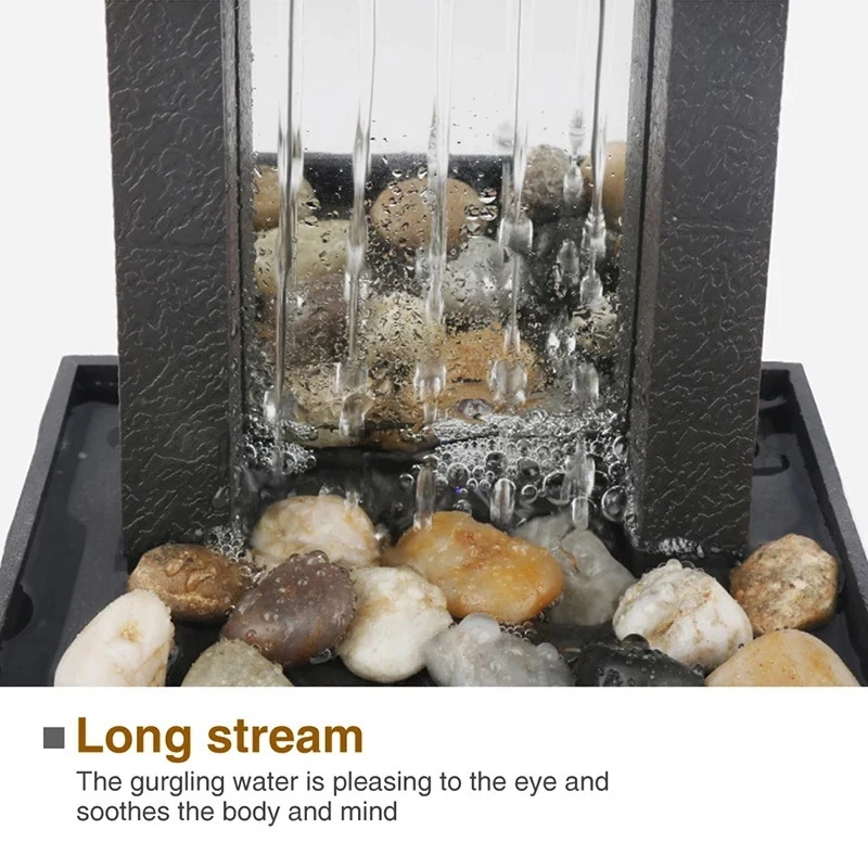 Home Decor Cobblestone Zen Meditation With Ledlight Ornament Soothing Desktop Fountain Indoor Waterfall Miniature Living