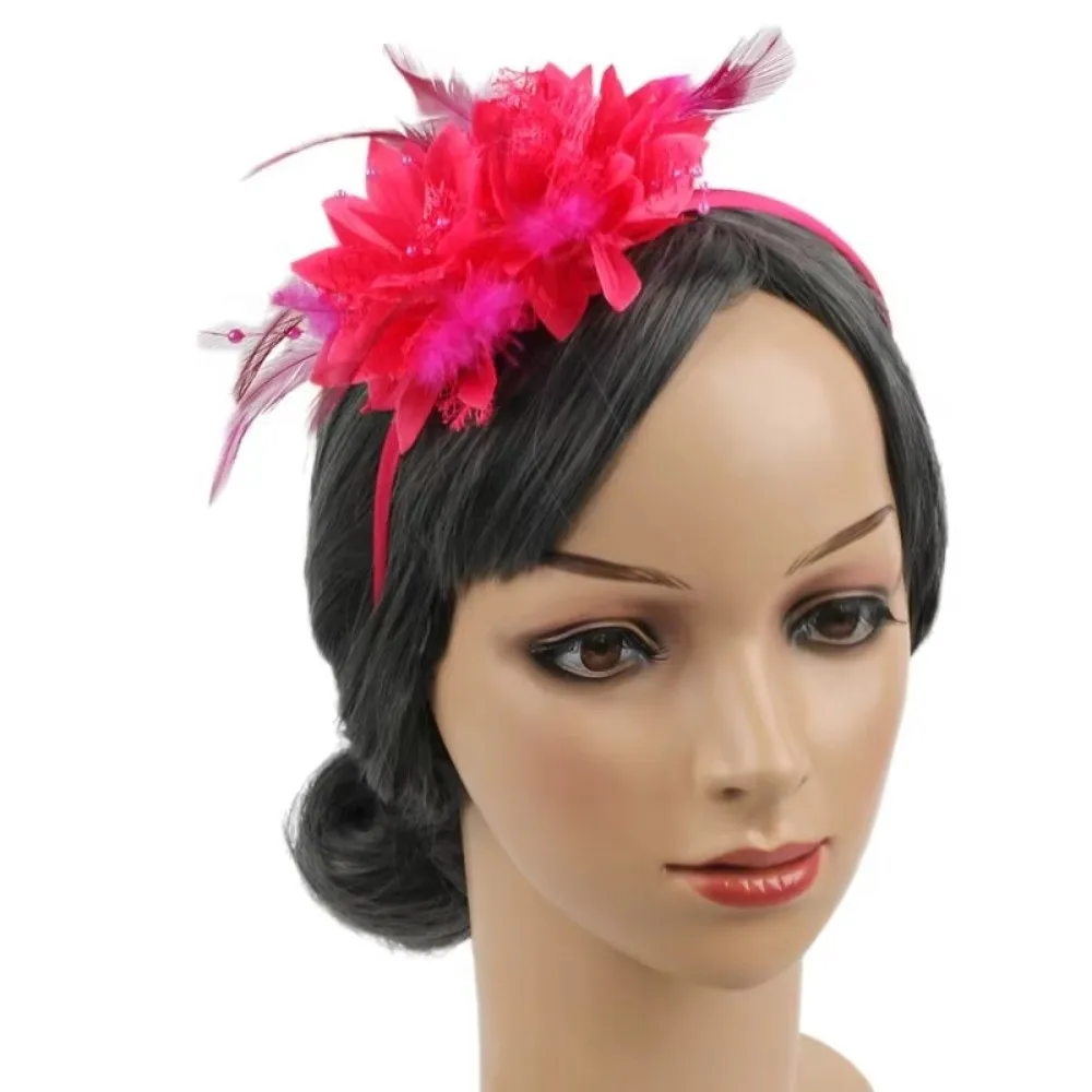 Mesh Flower Headband French Style Cocktail Headband 1920s Hair Accessories Floral Bride Headdress Masquerade Hair Band Party
