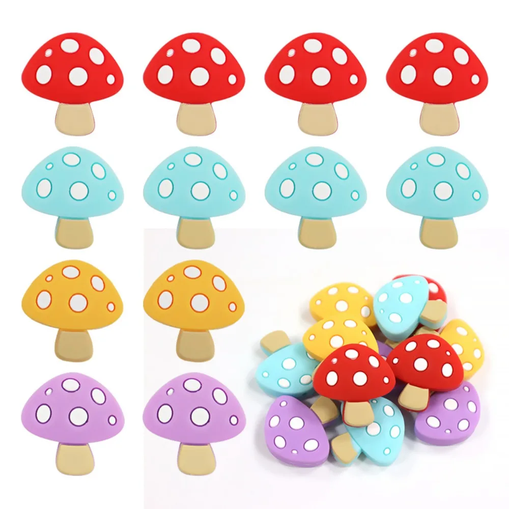 Bracelet Making Mushroom Shaped Mushroom Beads Silicone 4 Color Silicone Focal Beads Loose Beads DIY Craft