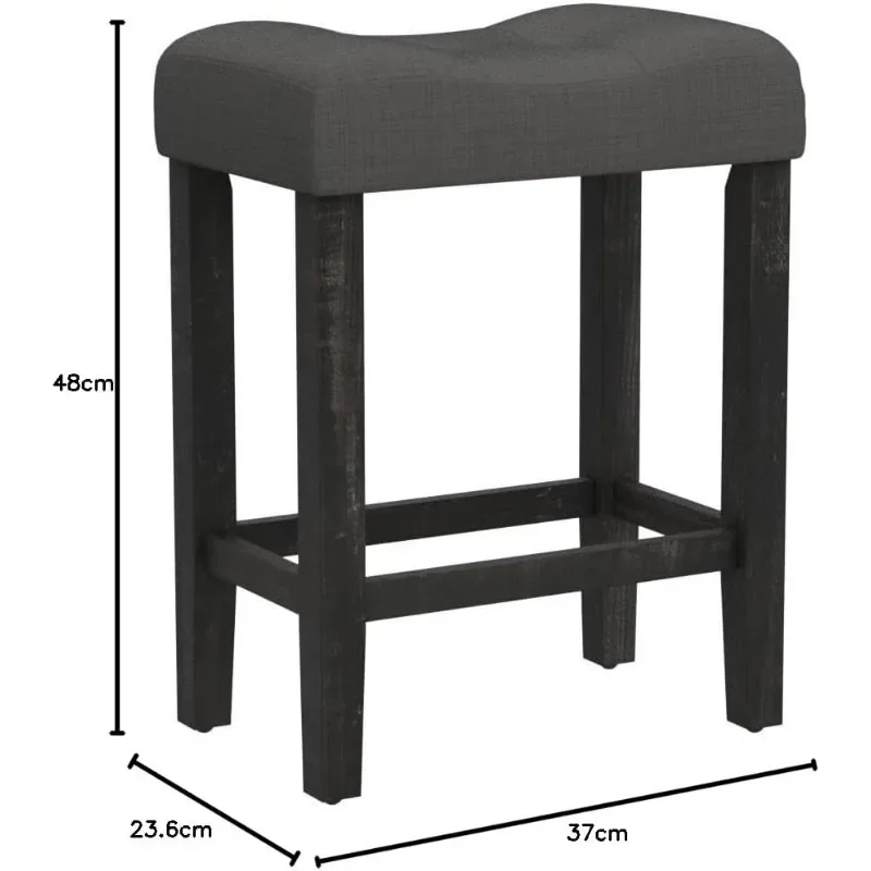 Button Tufted Counter Height Saddle Stools, Set of 2