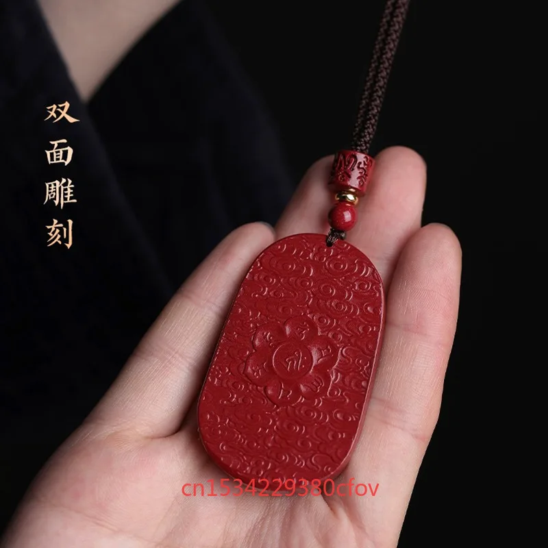 Luxury Red Cinnabar Guanyin Pendant Double-sided Carving Natural Genuine Women's Jewelry Accessories Energy Gift Best Seller