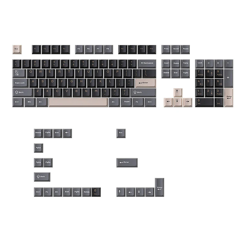 

Black And Gray Mechanical Keyboard Keycaps Three-Piece Set - In-Stock Wholesale Cross-Border PBTSmall Complete SE