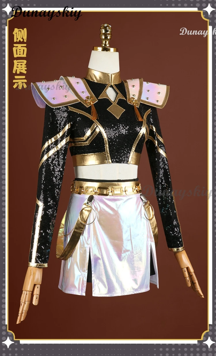 Zoey Cosplay KPop Demon Hunters Costume Wig Black Gold Stage Outfit Huntrix Uniform Halloween Party Women Girls Carnival Suit