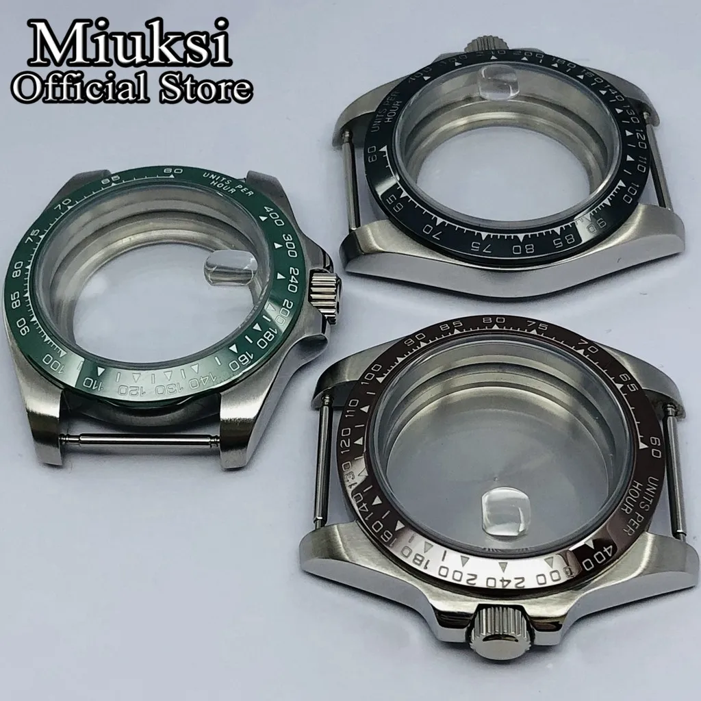 Miuksi 40mm watch case sapphire glass ceramic bezel fit NH35 NH36 NH34 ETA2824 2836 PT5000 Seagull ST2130 movement