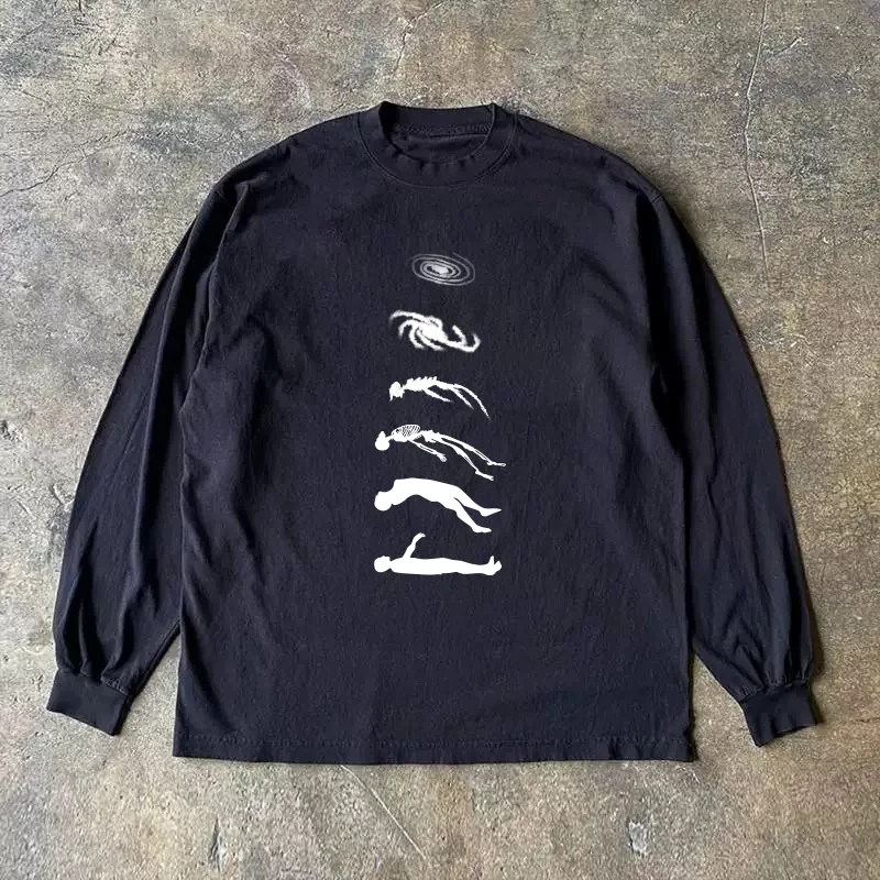 Long Sleeve 310 Pure Cotton Double Thread Men's T-shirt Upward Hero Non-Light American Style Couple's T-shirt for Youth