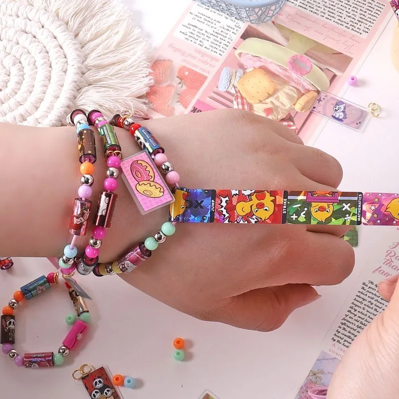 80/120 pcs Stickers Roll With Booklet Kids Children Toy Hot Selling DIY Sticker Bracelet Creative Funny Stationery Stick Rolls
