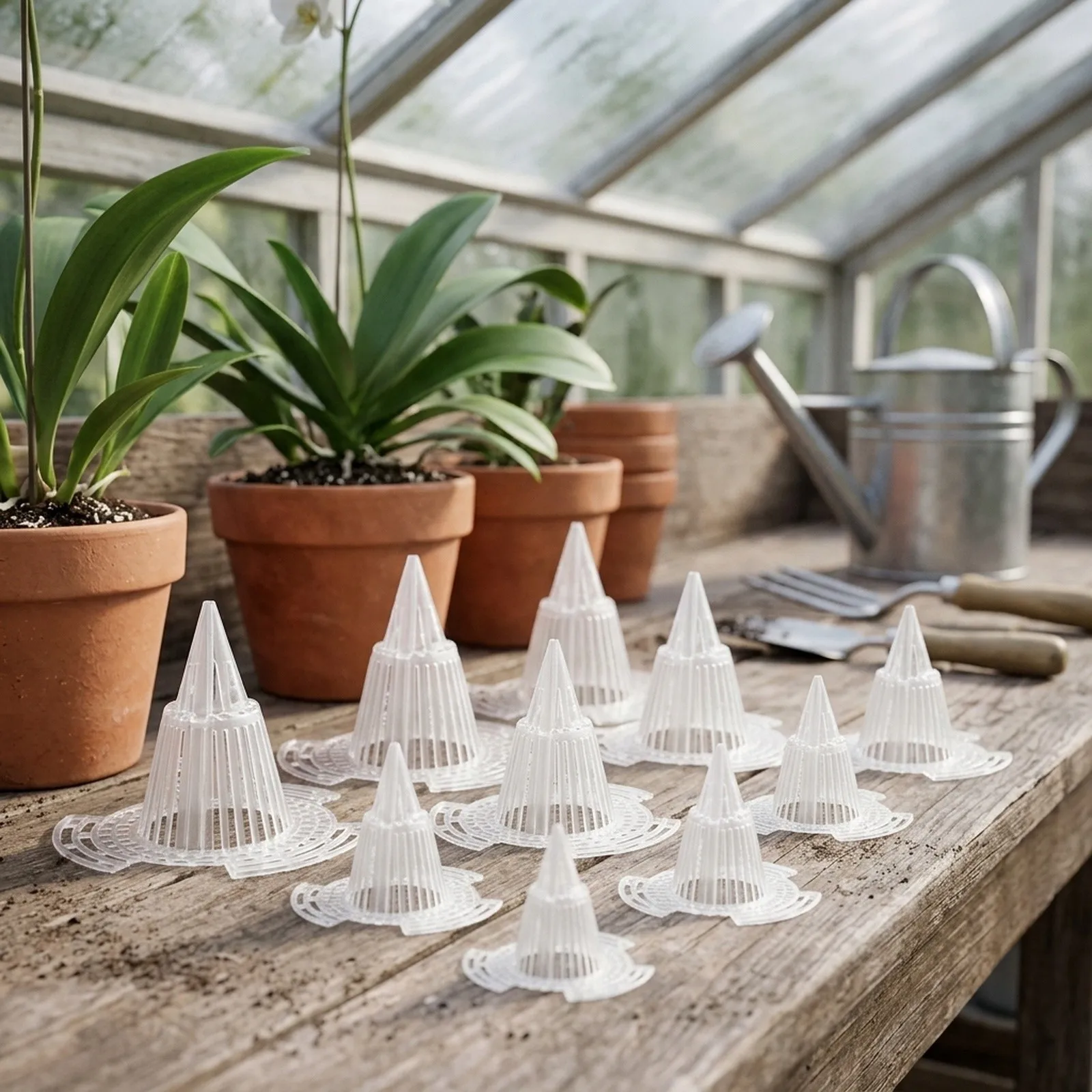 Plastic Tapered Mesh Inserts for Planters 15pcs with 3 Size Variety to Aid in Water Drainage and for root for zone Oxygenation