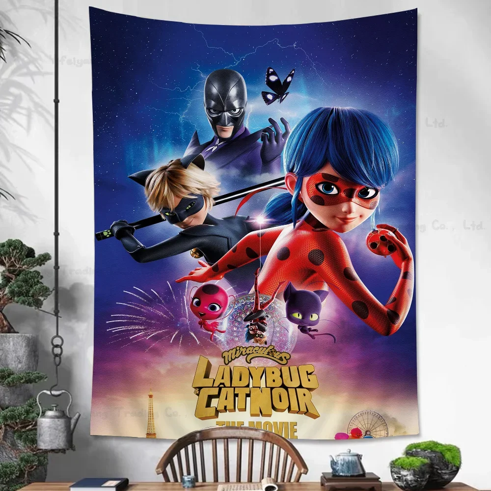 M-Miraculous Cartoon L-Ladybug Hippie Wall Hanging Tapestries for Living Room Home Dorm Decor Art Home Decor