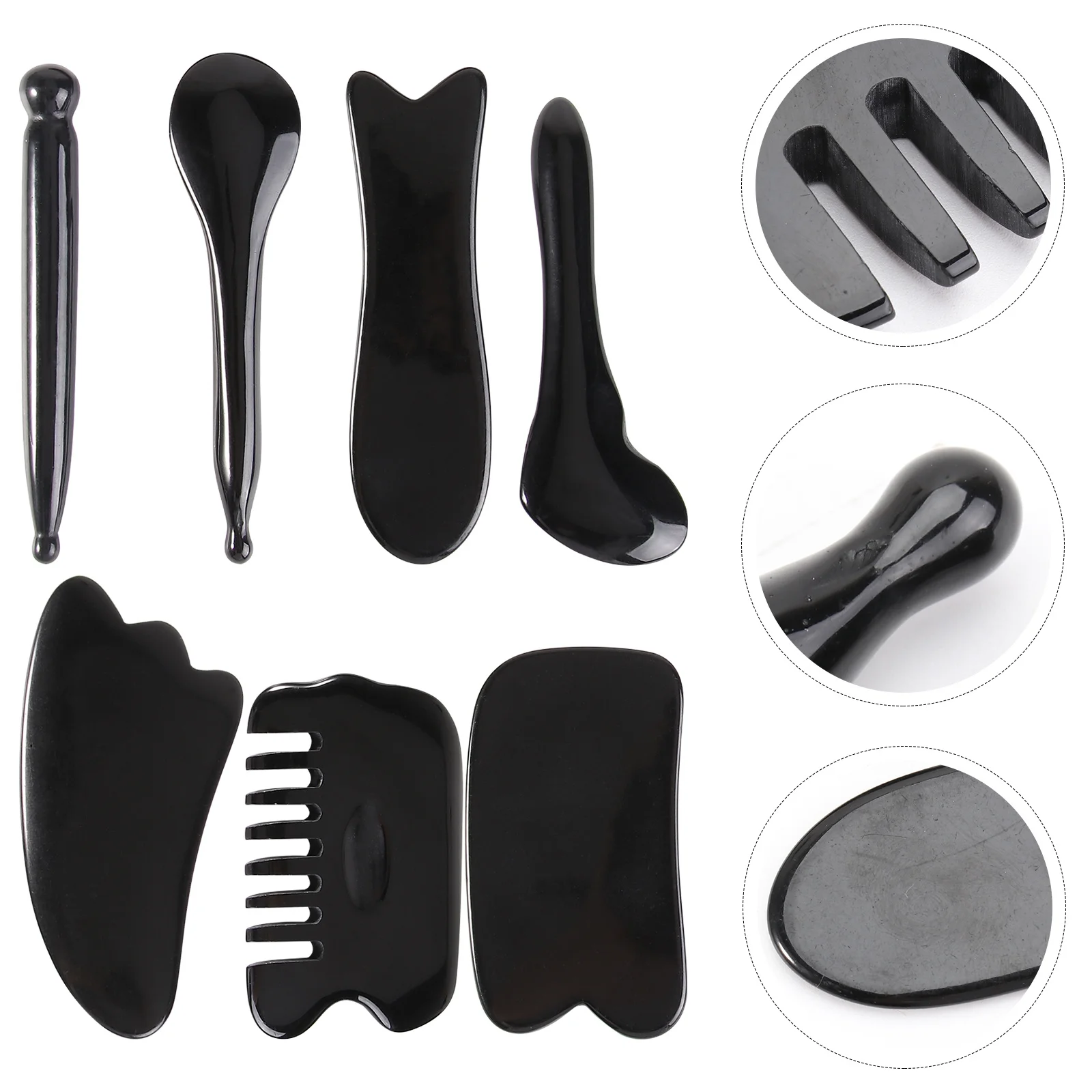 1Set Nero Raschietto Set Strumenti di Massaggio Raschietti In Resina per Il Recupero Muscolare Sollievo Dal Dolore Massaggiatori di Bellezza Terapia Meridiana