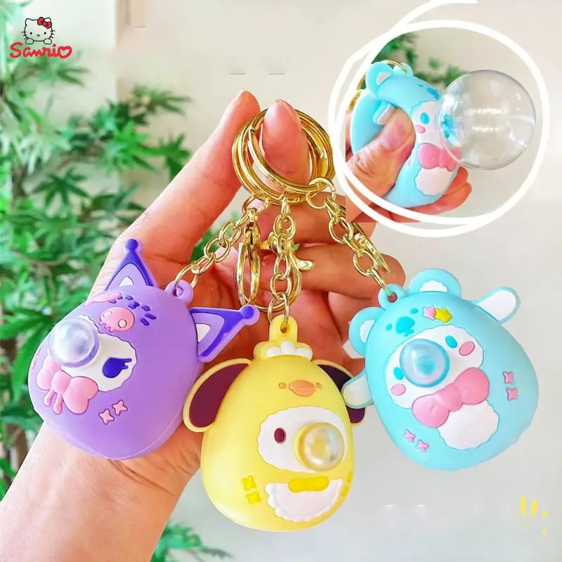 

Sanrio Blow Bubbles Keychain Knapsack Pendant Kuromi Cinnamoroll My Melody Decoration Kid Decompression Toys Keychain Gifts