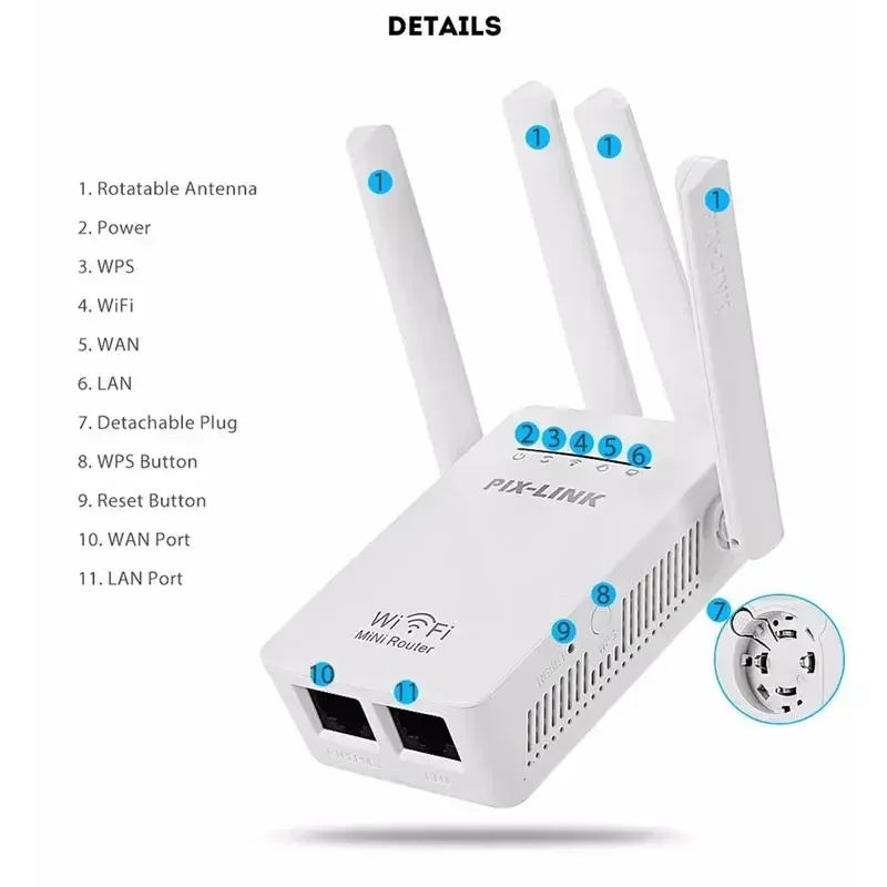 Draadloze Wifi Router Wifi Repeater 300Mbps Booster Extender Thuisnetwerk 802.11b/N Rj45 2 Poorten 4 Antenne Signaalversterker Nieuw