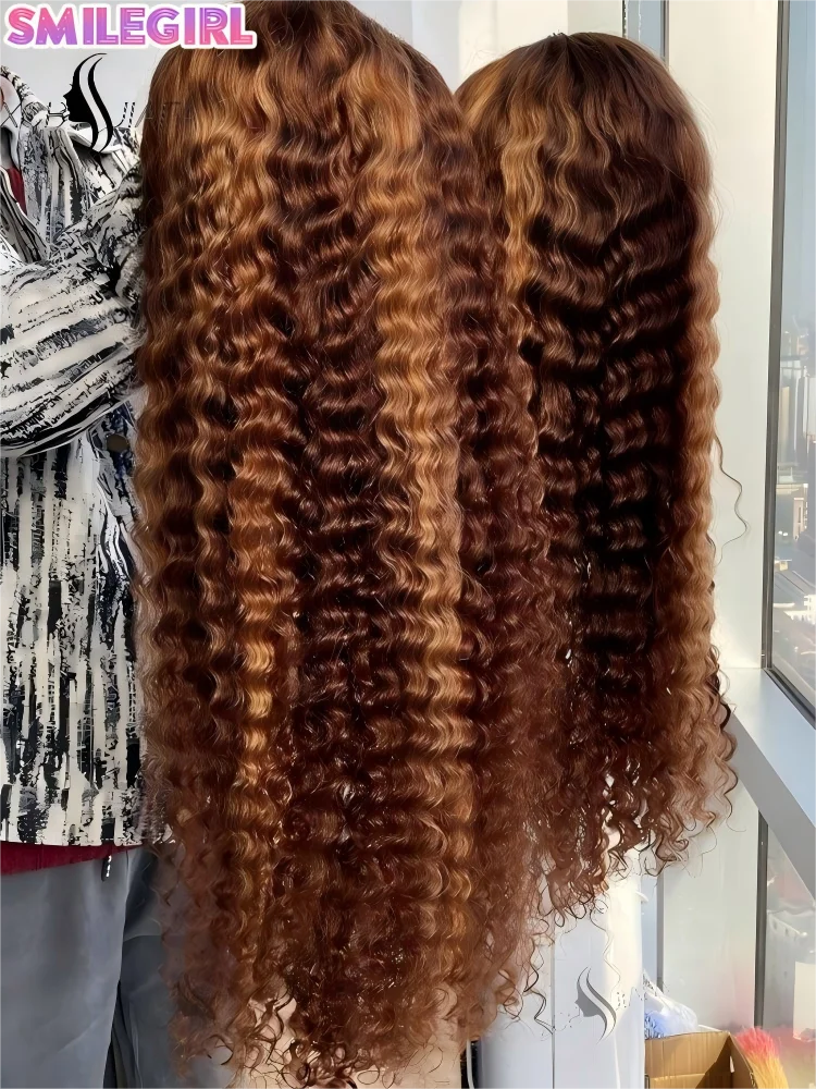 

Highlight Wig Human Hair 13X6 Hd Lace Frontal Wig 250 Density Curly Deep Wave Brazilian Wigs Original Pre Plucked Pre Bleached