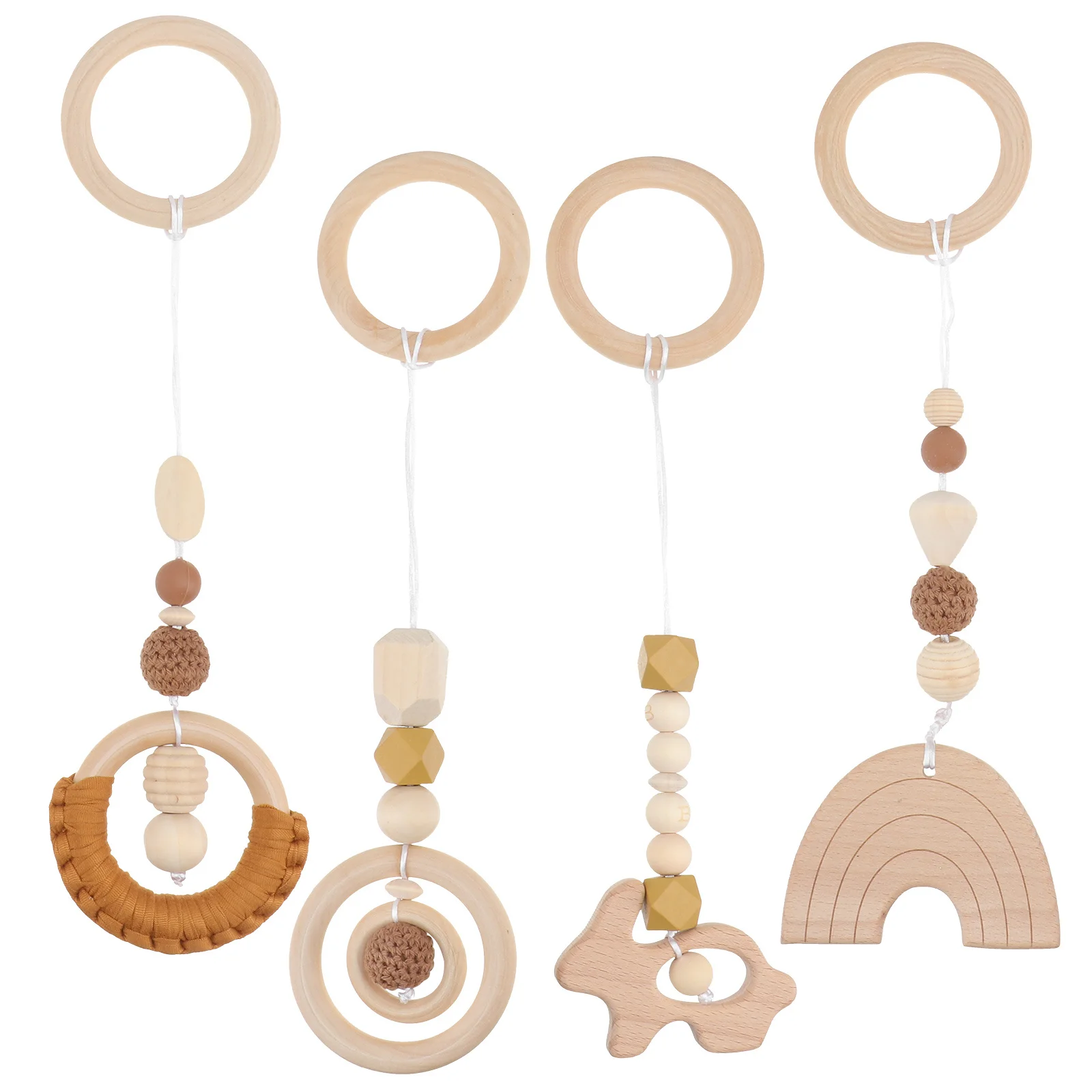 4 Stuks Houten Cirkel Baby Bijtringen Premium Materiaal Slijpen Baby Bijtring Creatief Ontwerp Home Decor DIY Foto Prop