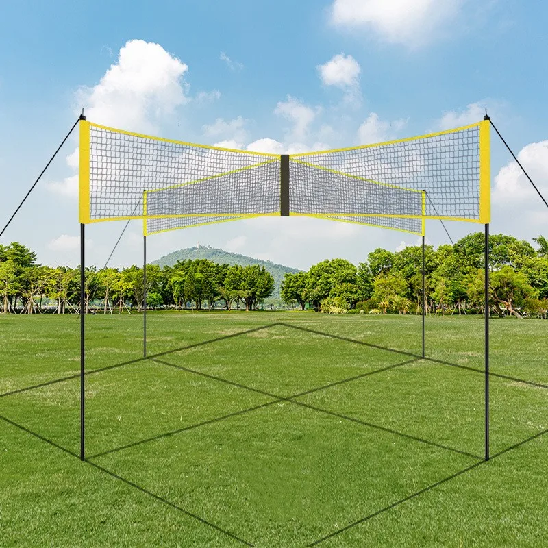 

4-Way Volleyball Net with Carry Bag Volleyball Game Set for Adults Kids Portable Quick Assemble Beach Volleyball Frame and Net