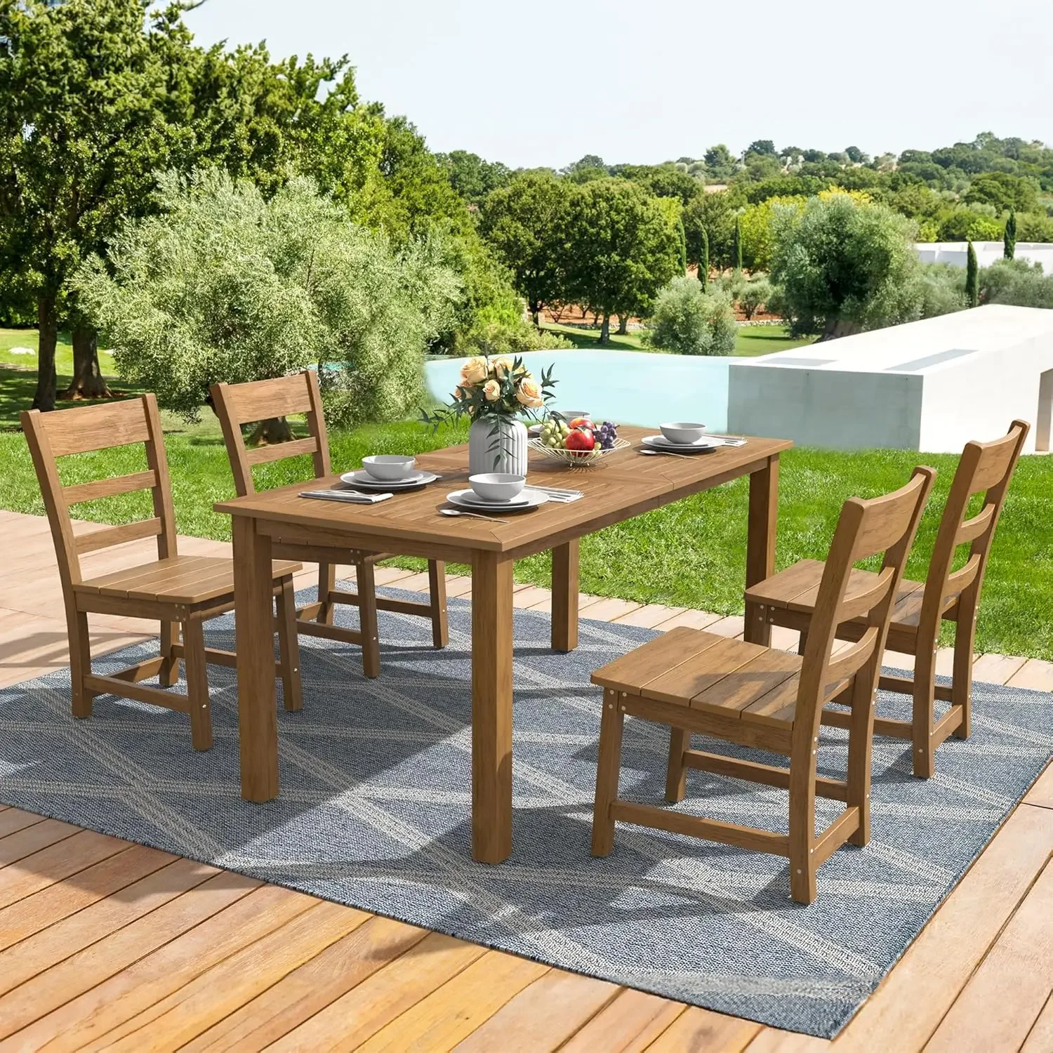 

HDPS Outdoor Patio Dining Set for 6, All Weather Outdoor Table and Chairs